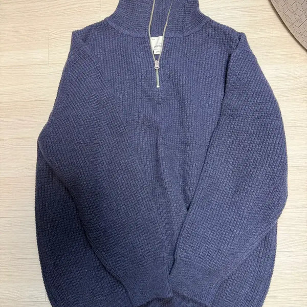 [BUNJANG] Holysun Half-Zip Knit Navy L Size / 홀리선 하프집업 니트 네이비
