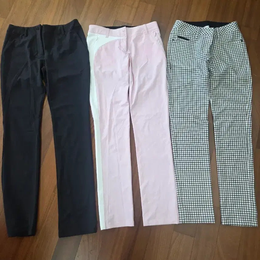 [BUNJANG] Women's Golf Pants 3-Set (Black/Pink/Check) / 골프 바지 3종 세트 (블랙/핑크/체크)