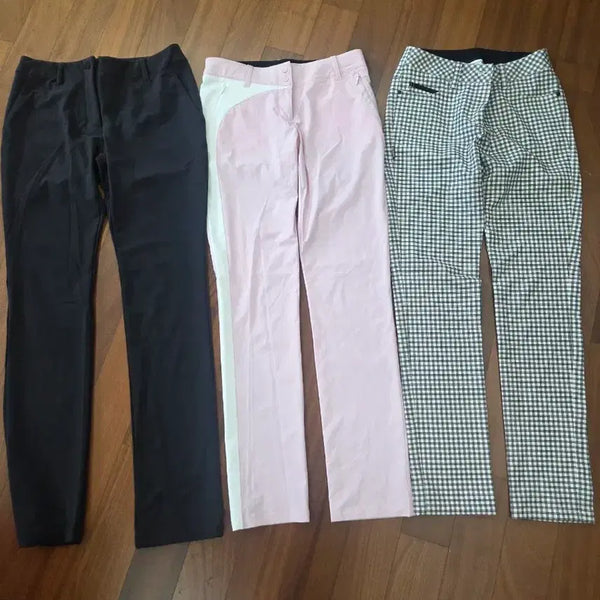[BUNJANG] Women's Golf Pants 3-Set (Black/Pink/Check) / 골프 바지 3종 세트 (블랙/핑크/체크)