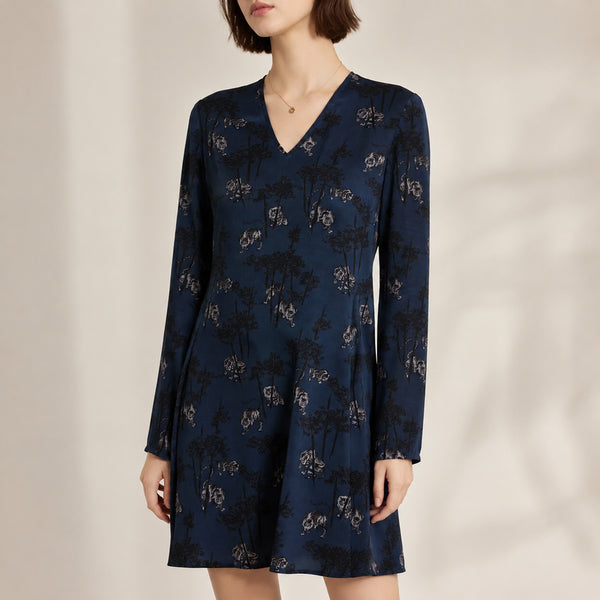 [BUNJANG] Kenzo 100% Silk Tiger Bamboo Print A-Line Dress / [정품] 겐조(KENZO) 실크 100% 타이거 뱀부 원피스 55