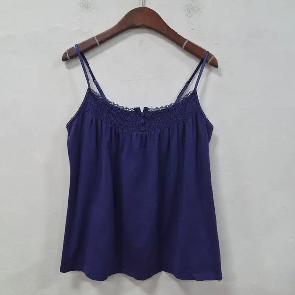 [BUNJANG] Uniqlo Sleeveless Top with Ruffle and Button Detail / 유니클로 끈나시 탑