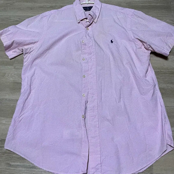 [BUNJANG] Polo Ralph Lauren Pink Check Short Sleeve Shirt XL / 폴로 랄프로렌 반팔셔츠