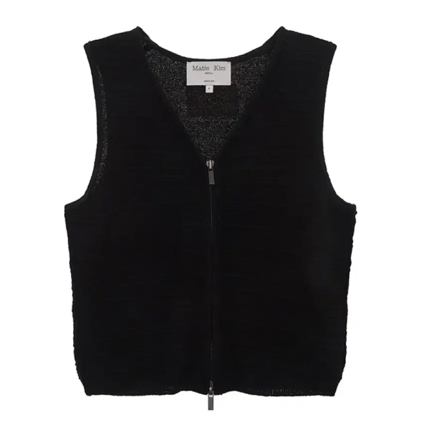 [BUNJANG] Matin Kim Stripe Texture Knit Zip-Up Vest / 마뗑킴 스트라이프 텍스쳐 니트 집업 베스트 새상품 조끼 슬리브리스