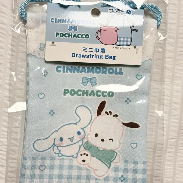 [BUNJANG] Sanrio Cinnamoroll & Pochacco Drawstring Pouch (Sealed) / (미개봉) 산리오 시나모롤&포차코 복조리 파우치