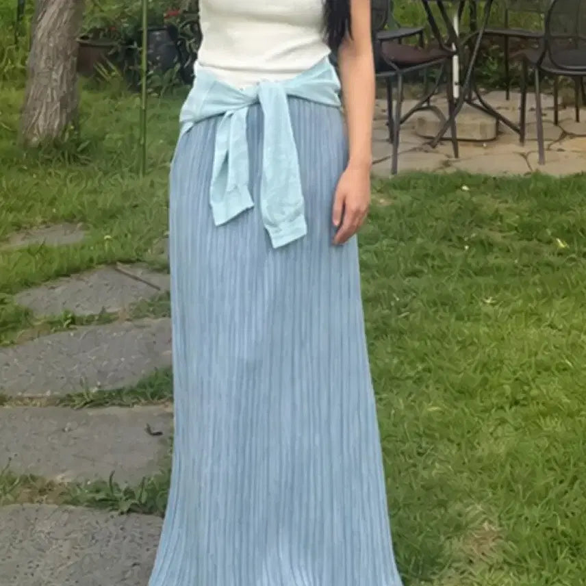 [BUNJANG] Pleated Pocket Long Skirt (Blue/Beige/Charcoal/Black) / (샘플세일)플리츠 포켓 롱 스커트 (블루/베이지/차콜/블랙)