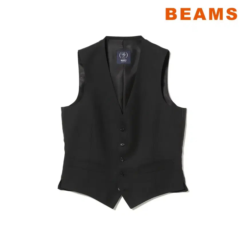 [BUNJANG] BEAMS F Exclusive Fabric Wool Vest - Black / 빔즈 에프 익스클루시브패브릭 울 블랙 베스트