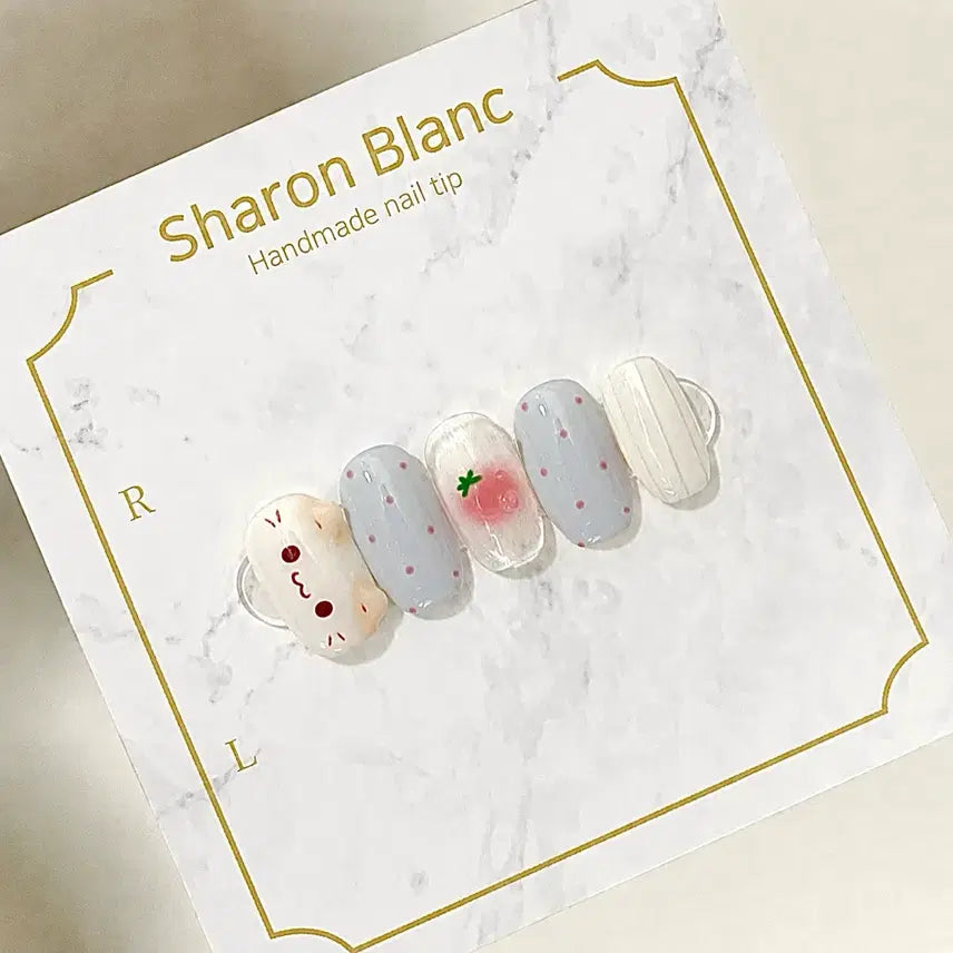 [BUNJANG] Sharon Blanc Marshmallow Tomato Nail Tips - 15 Shapes / 마슈마로 토마토 네일팁 / 15종 쉐입