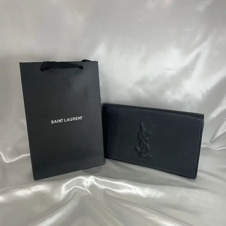[BUNJANG] Saint Laurent YSL Logo Clutch Bag Black / 입생로랑 YSL 로고 클러치 블랙 A급 단품