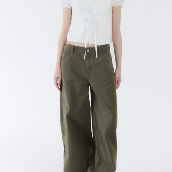 [BUNJANG] GBH Wide Cinch-Back Jean (Khaki, Size S) / [새상품] GBH 와이드 팬츠 킨치 백 진 S