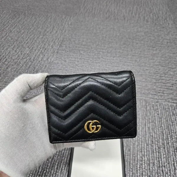 [BUNJANG] Gucci Marmont GG Card Zip Wallet Black Matelassé Leather / [특가][정품] 구찌 마몬트 GG 카드 반지갑