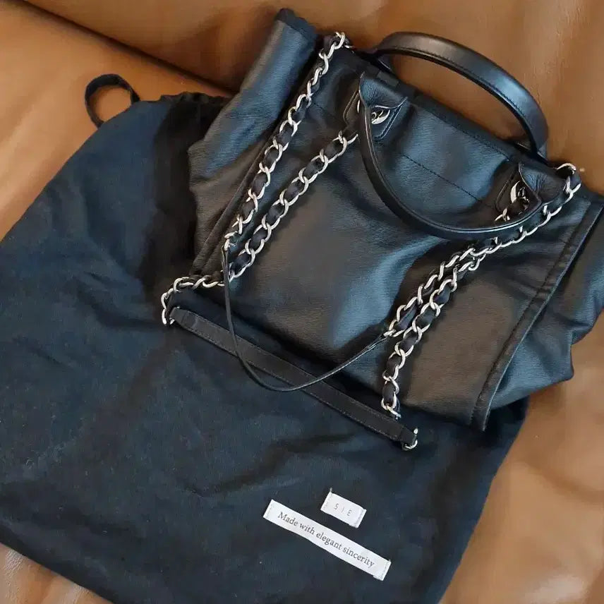 [BUNJANG] SIE Canvas Chain Tote Bag Medium / 시에 SIE 캔버스 체인 토트백 전투백 미듐
