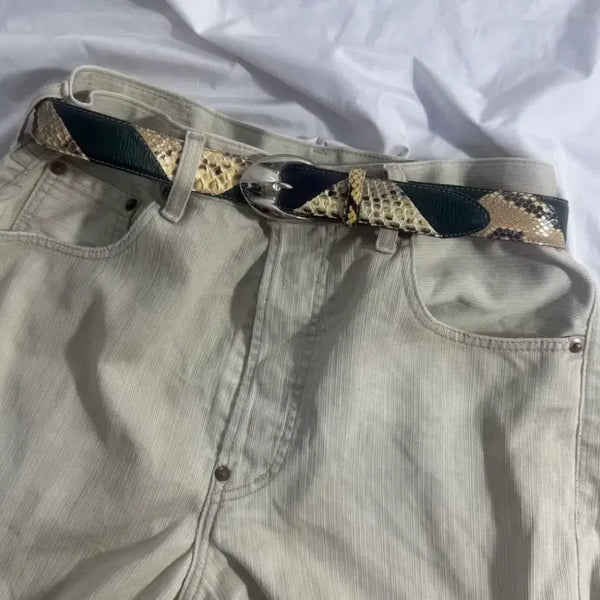 [BUNJANG] Ville D'azur Python Leather Belt / Ville dazur 파이톤 레더 벨트