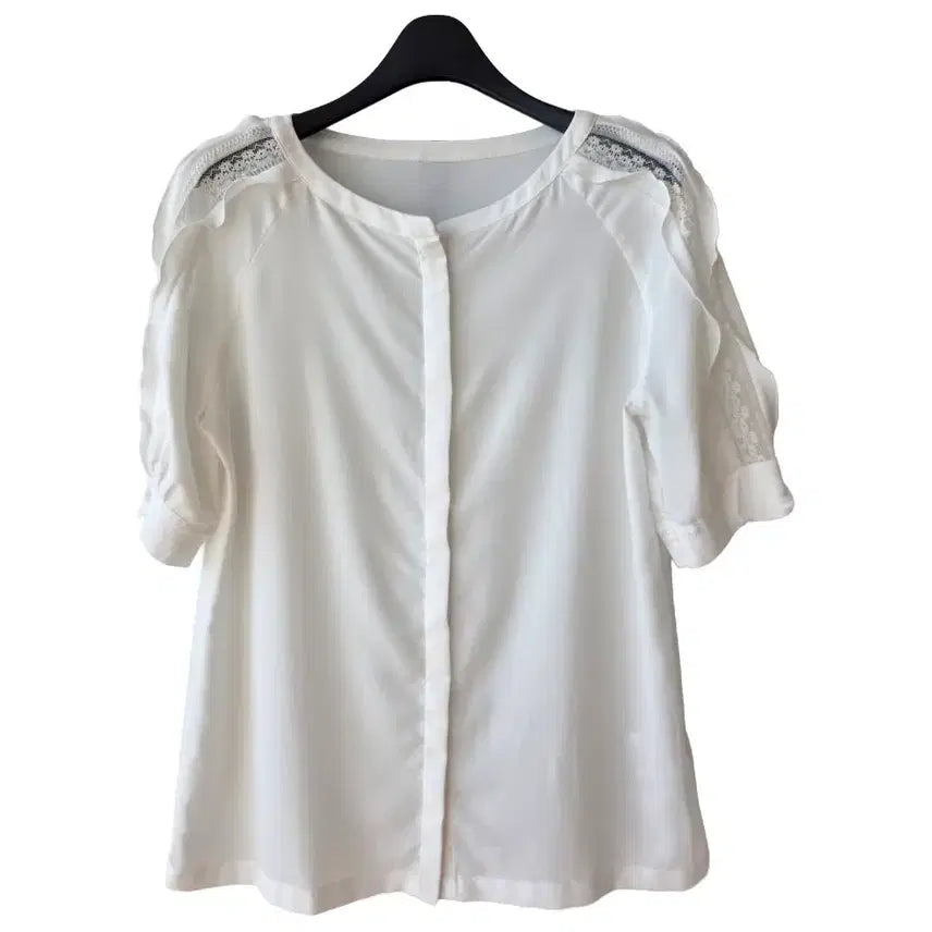 [BUNJANG] White Lace See-through Blouse / F/ 소매 레이스 블라우스/이염