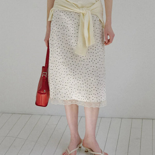 [BUNJANG] ON&ON Dot Lace Midi Skirt White Polka Dot Size 01S / [새상품] 온앤온 스커트 정채연 치마