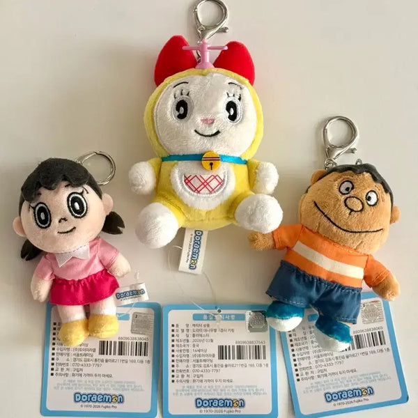 [BUNJANG] Doraemon Characters (Shizuka, Dorami, Suneo) Plush Keychain Set / 도라에몽 이슬이/도라미/퉁퉁이 인형 키링 3종 일괄