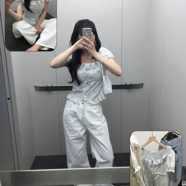 [BUNJANG] Peter and Wendy Marmalade Ruffle Short Sleeve Blouse / [피터앤웬디] 마멀레이드 러플 반팔 블라우스