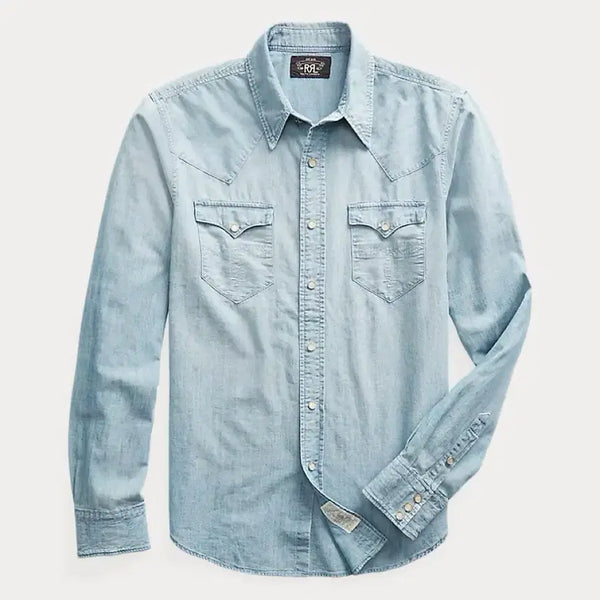 [BUNJANG] RRL Slim Chambray Western Shirt / RRL 더블알엘 슬림 샴브레이 웨스턴 셔츠 L 신품급