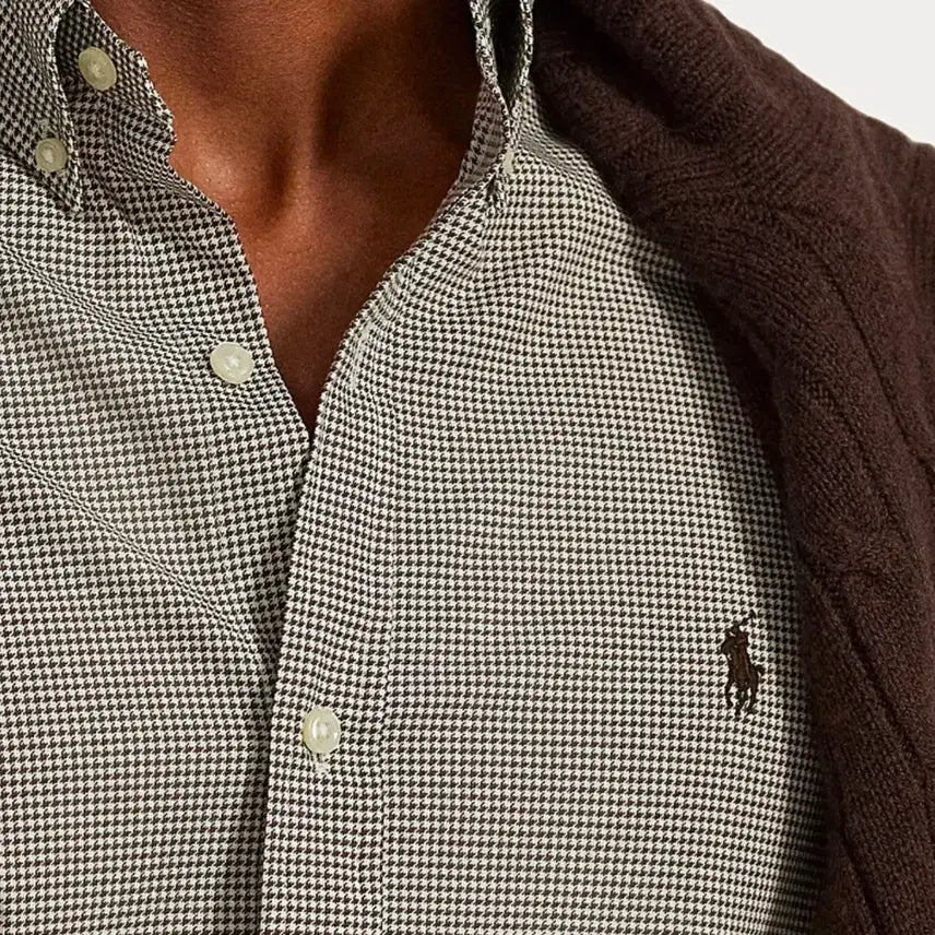 [BUNJANG] Polo Houndstooth Poplin Shirt Brown Slim Fit L / 폴로 하운드투스 포플린 셔츠 브라운 슬림 L
