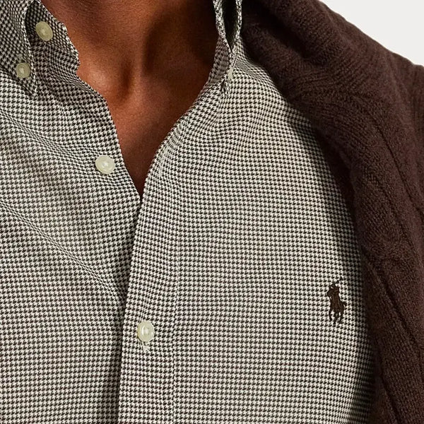 [BUNJANG] Polo Houndstooth Poplin Shirt Brown Slim Fit L / 폴로 하운드투스 포플린 셔츠 브라운 슬림 L