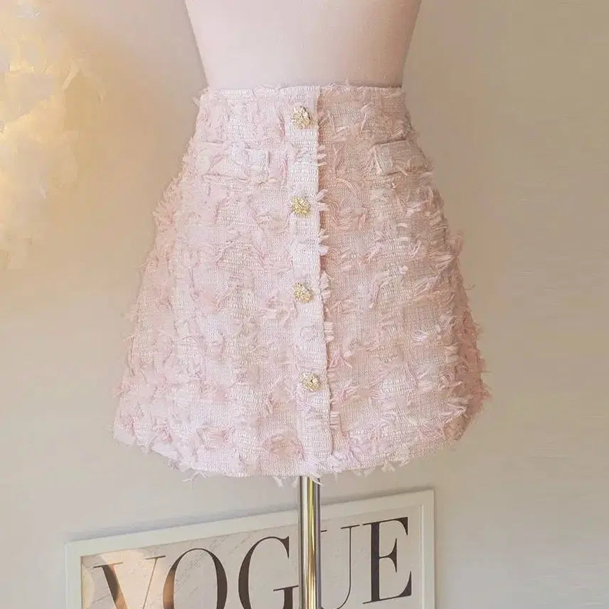 [BUNJANG] Feather Gold A-Line Mini Skirt / 깃털 금장 A라인 미니스커트 새상품 하객룩 파티룩 홀복