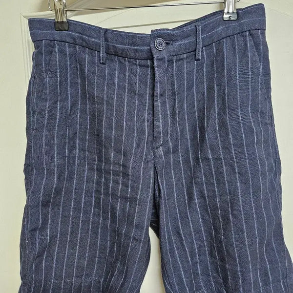 [BUNJANG] Massimo Dutti Linen Striped Shorts / 마시모뚜띠 린넨 반바지