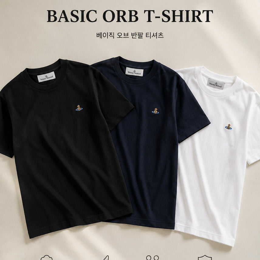 [BUNJANG] Vivienne Westwood Bibi Basic Orb Embroidery Round Short Sleeve T-Shirt / (정품 무료배송) 비비안 라운드 반팔