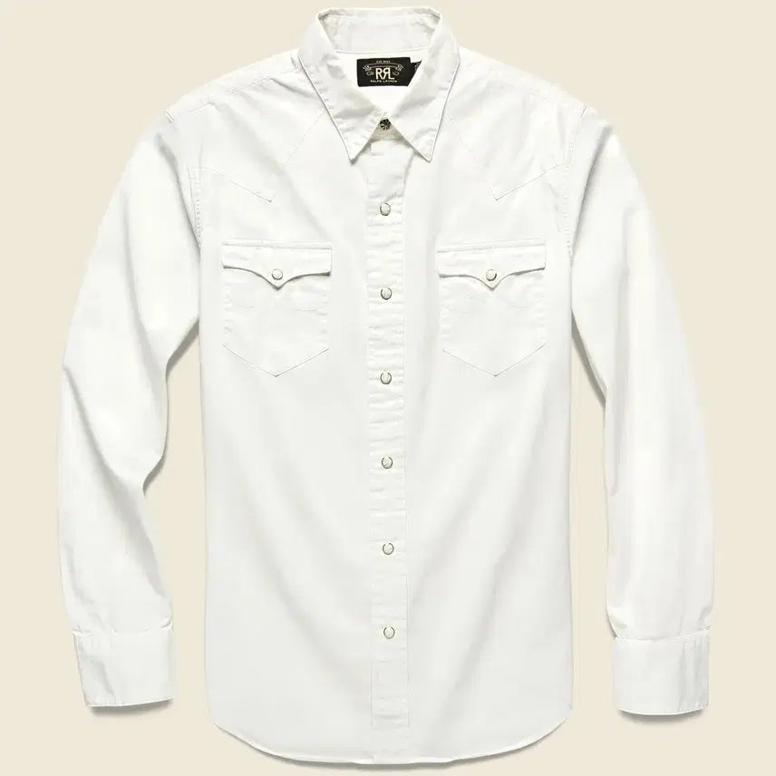 [BUNJANG] RRL Limited Slim Poplin Western Shirt White L New / RRL 더블알엘 리미티드 슬림 포플린 웨스턴 셔츠 화이트 L 신품