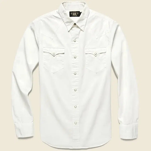 [BUNJANG] RRL Limited Slim Poplin Western Shirt White L New / RRL 더블알엘 리미티드 슬림 포플린 웨스턴 셔츠 화이트 L 신품