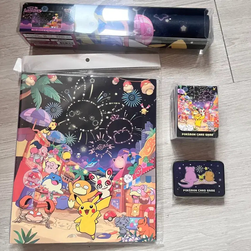 [BUNJANG] Pokemon TCG Busan Pop-up 'Fireworks' Series Playmat, Collection File, Deck Case, & Tin Case Set (Unsealed) / 포켓몬카드 부산팝업 불꽃놀이 서플라이 (플레이매트 컬렉션파일 덱&틴 케이스)
