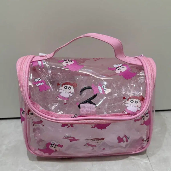 [BUNJANG] Crayon Shin-chan Transparent Pouch Pink / [새상품] 짱구 유리 투명 파우치 핑크