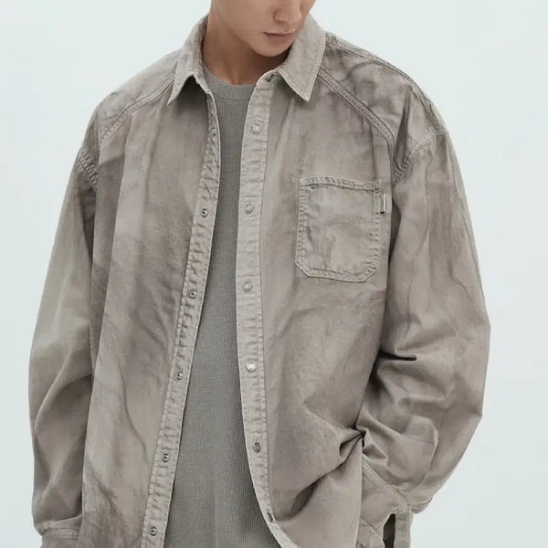[BUNJANG] Juun.J Painted Denim Shirt Beige (First Edition) / [46] 준지 페인티드 데님 셔츠 베이지 (초판)