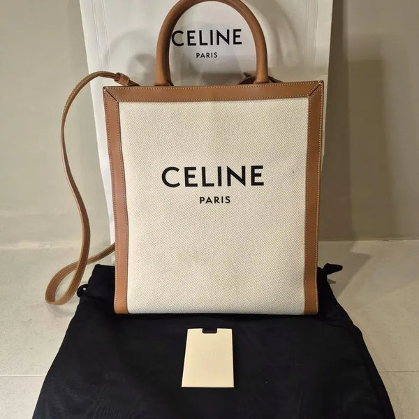 [BUNJANG] Celine Cabas Bag Small Beige Canvas Tan Calfskin / 셀린느 정품 카바스백 스몰 사이즈 판매합니다