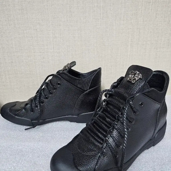 [BUNJANG] 5cm Black High-Top Sneakers / [240] 5cm 키높이 블랙 하이탑 스니커즈