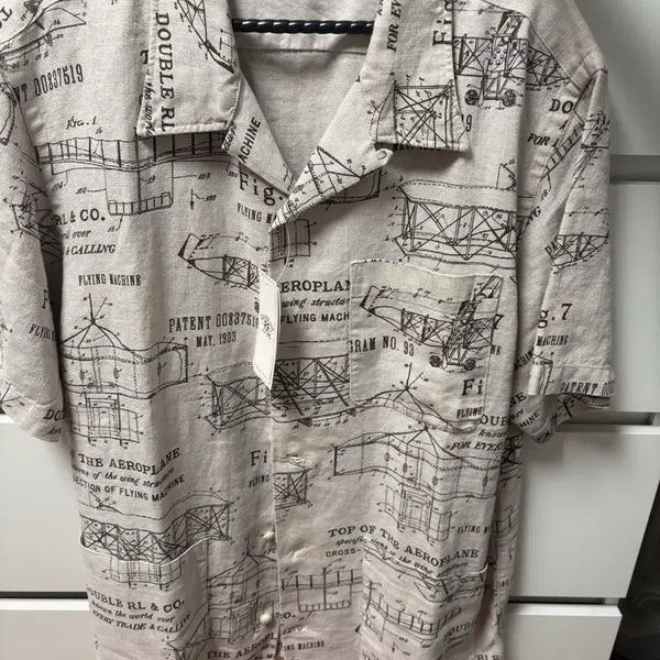 [BUNJANG] RRL Airplane Print Linen Shirt (New) / RRL 에어플레인 프린트 린넨 셔츠(새상품)