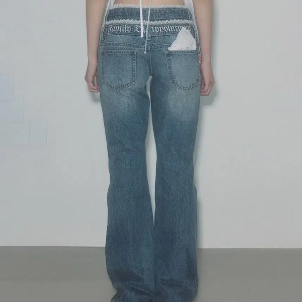 [BUNJANG] Sculptor Double Waist Bootcut Denim Pants Mid Blue / Sculptor 스컬프터 더블 웨이스트 부츠컷 데님팬츠 미드 블루