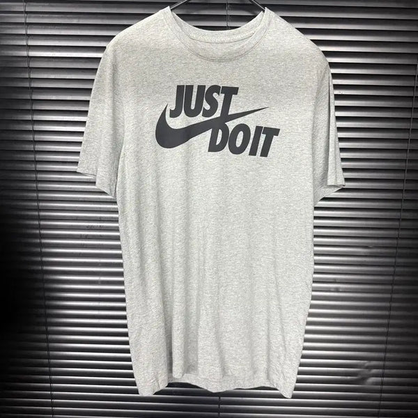 [BUNJANG] Nike Just Do It Lettering Logo Short Sleeve T-Shirt M (Grey) / 나이키 저스트두잇 그레이 회색 래터링 로고 반팔 티셔츠 M 95 면 코튼