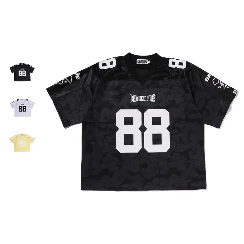 [BUNJANG] BAPE Solid Camo Multi Logo Relaxed Fit Football Jersey T-Shirt / 베이프 솔리드 카모 멀티로고 릴랙스핏 풋볼 저지 티셔츠