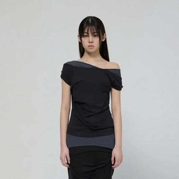 [BUNJANG] Flare Up 2-Layered Top - Black Charcoal / 플레어업 2-Layered Top 블랙 차콜