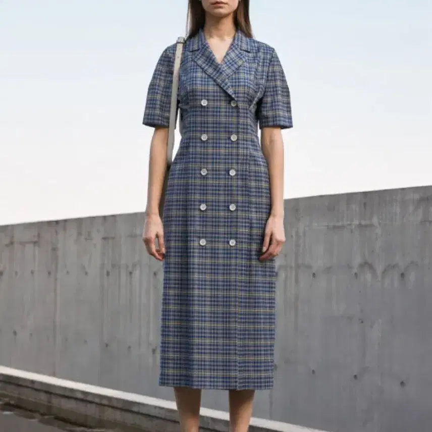 [BUNJANG] DUNST Check Double-Breasted Dress Size S / DUNST 던스트 김나영 체크 더블 원피스 S
