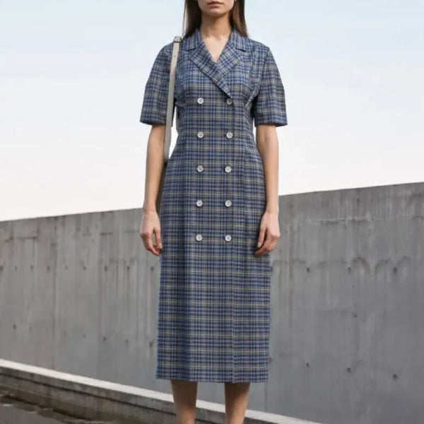 [BUNJANG] DUNST Check Double-Breasted Dress Size S / DUNST 던스트 김나영 체크 더블 원피스 S