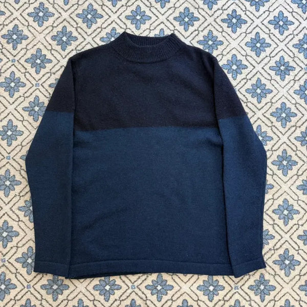 [BUNJANG] Steel By Hand Wool Block Knit Navy / 스틸바이핸드 울 블럭 니트 네이비
