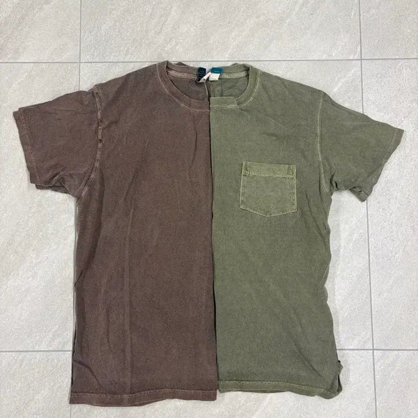 [BUNJANG] Good On Pigment Short Sleeve T-Shirt (Brown & Olive) / 굿온 피그먼트 브라운, 올리브 XL, L 사이즈