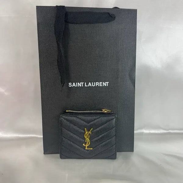 [BUNJANG] Saint Laurent Quilted Wallet Black / 생로랑 퀼팅 반지갑 블랙 A급 쇼핑백 포함