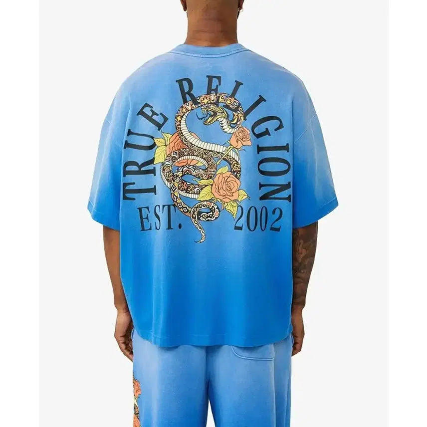 [BUNJANG] True Religion Graphic Oversized T-Shirt Blue S / 트루릴리전 true religion 그래픽 반팔 블루 S