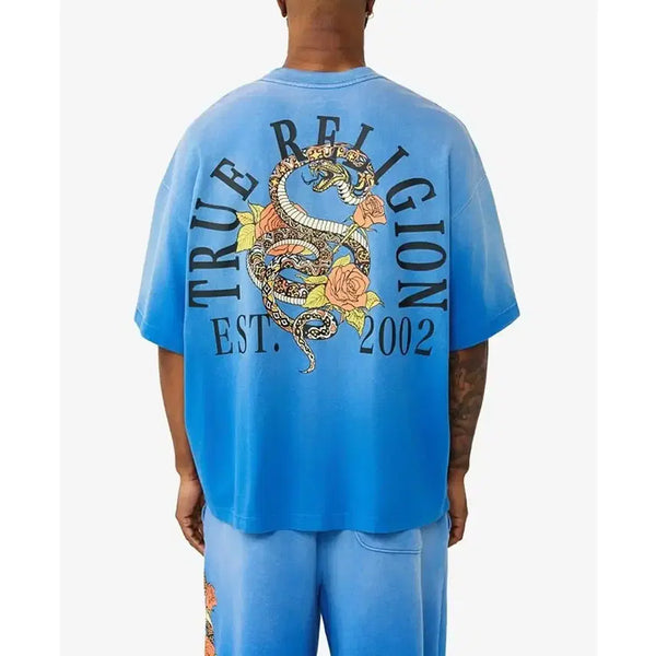 [BUNJANG] True Religion Graphic Oversized T-Shirt Blue S / 트루릴리전 true religion 그래픽 반팔 블루 S