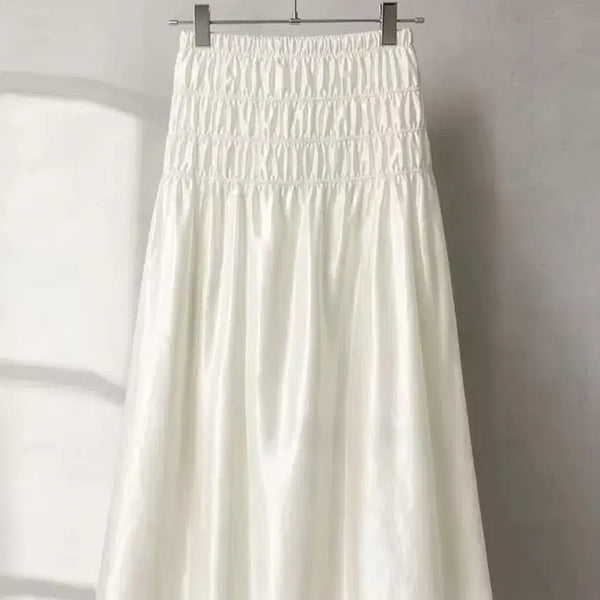 [BUNJANG] Shirring Satin Skirt - Ivory / [새상품] 셔링 새틴 스커트 아이보리