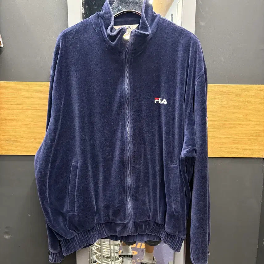 [BUNJANG] Fila Navy Velour Track Top / 휠라 네이비 벨루어 트랙탑