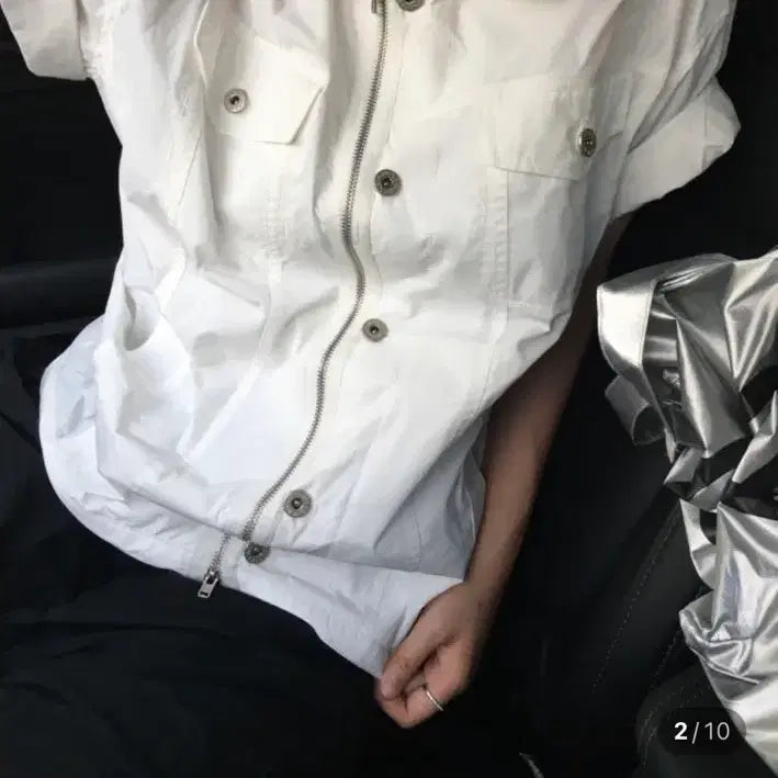 [BUNJANG] KENTONE Nylon Trucker Shirt White / [UNISEX] 켄톤 나일론 트러커 셔츠 / 화이트