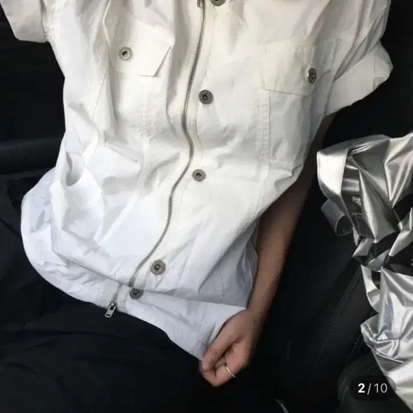 [BUNJANG] KENTONE Nylon Trucker Shirt White / [UNISEX] 켄톤 나일론 트러커 셔츠 / 화이트