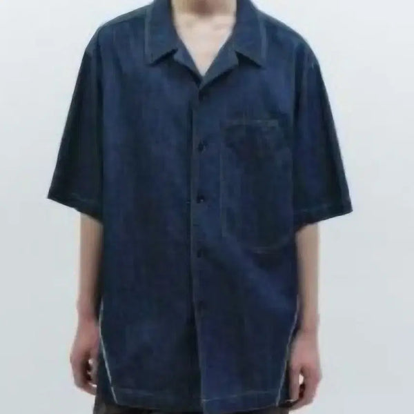 [BUNJANG] INSILENCE Cut-off Linen Denim Shirt / 인사일런스 컷오프 린넨 데님 셔츠